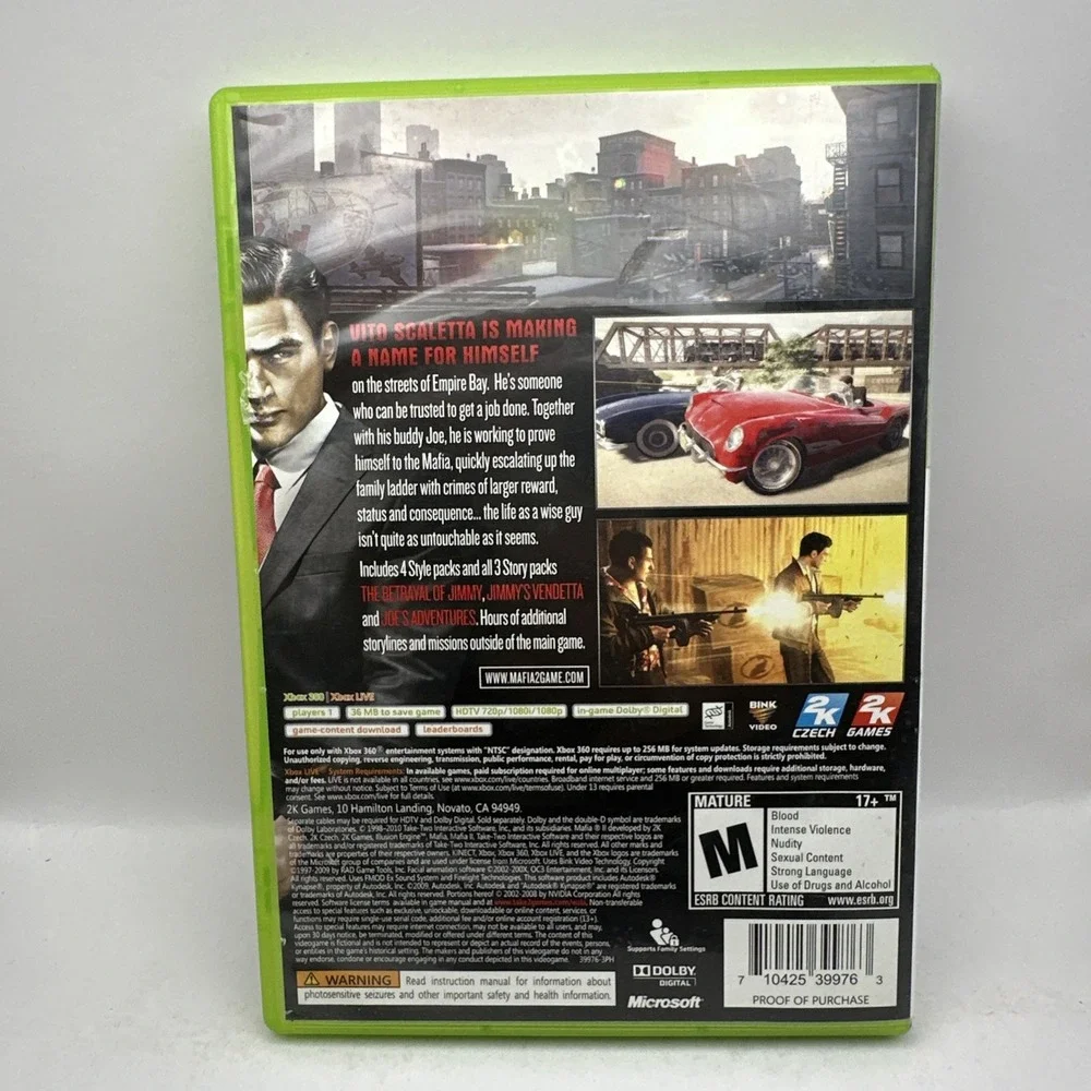 Mafia II 2 Microsoft Xbox 360 w Manual 2K games